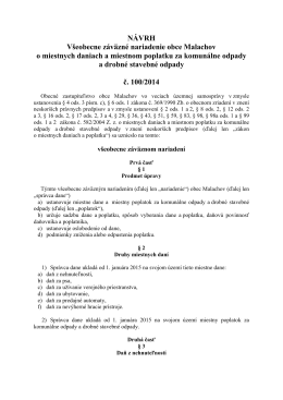 Návrh VZN č. 100/2014 o miestnych daniach a miestnom
