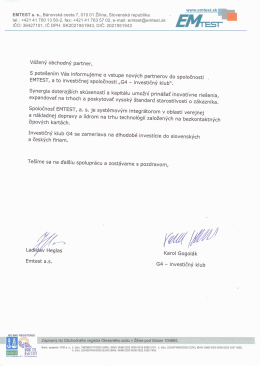 Vážený Obchodný partner,