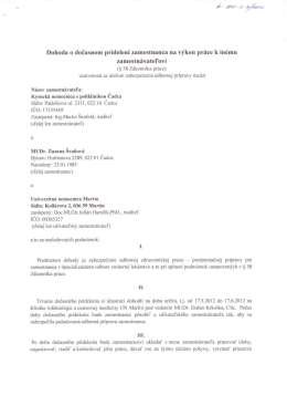 Dohoda o dočasnom prideleni zamestnanca na výkon práce k