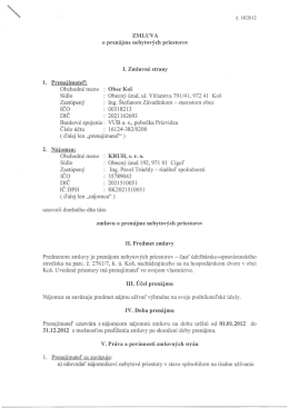 ZMLUVA o pren&aacute;jme nebytov&yacute;ch priestorov I. Zmluvn&eacute;