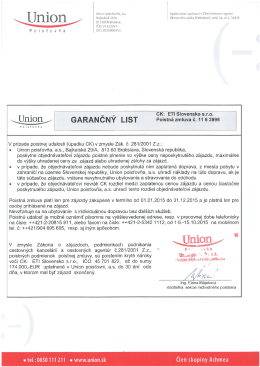 Union poisťovňa, as. Spoločnosť zapísaná v Obchodnom