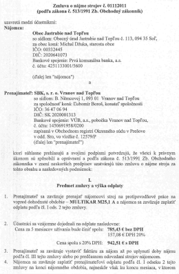 Zmluva o nájme strojov č. 01112011