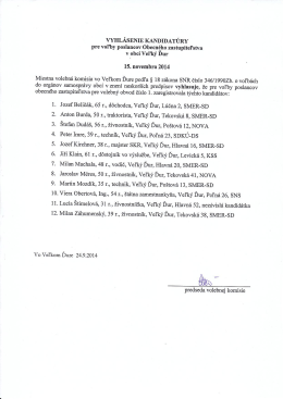 vYHL&Aacute;sENIE KANDIDAT&Uacute;RY