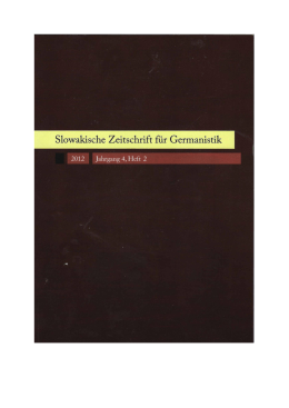 Slowakische Zeitschrift f&uuml;r Germanistik