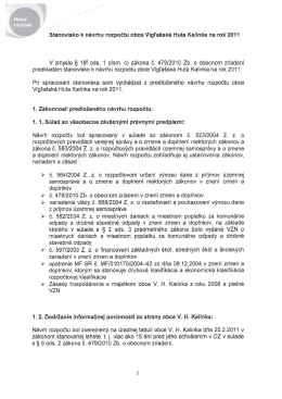 Stanovisko k n&aacute;vrhu rozpočtu obce V.H. Kalinka na rok 2011