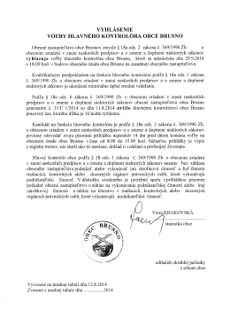 VYHLÁSENIE VOĽBY HLAVNÉHO KONTROLÓRA OBCE BRUsNo