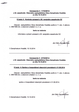 Uznesenie obecn&eacute;ho zastupiteľstva