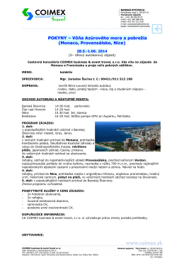 POKYNY – Vôňa Azúrového mora a pobrežia (Monaco