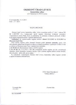 Oznámenie zverejnenia návrhu ROEP 12112013