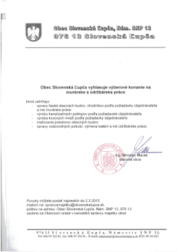 Obec Slovenská Ľupča vyhlasuje výberové konanie na