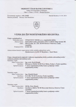 V&yacute;pis zo živnostensk&eacute;ho registra