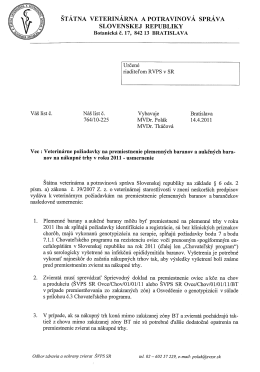 &Scaron;T&Aacute;TNA vETERIN&Aacute;RNA A POTRAVINOV&Aacute; SPR&Aacute;VA