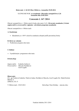 Uznesenia -zasadnutie č. 26 z 29.5.2014