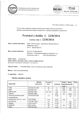 Protokolo skúške č. 2238/2014