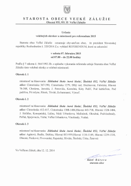 sTARoSTA oBECE VEĽKÉ ZÁLUŽIE