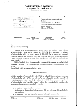 Okresn&yacute; &uacute;rad Rožňava &ndash; Pozemkov&yacute; a lesn&yacute; odbor &ndash; Ozn&aacute;menie o