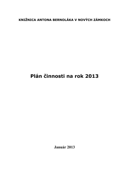 Plán činnosti na rok 2013 - Knižnica Antona Bernoláka