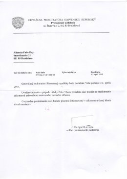 GENR&Aacute;LNA PROKURAT&Uacute;RA SLOVENSKEJ - Aliancia Fair-play