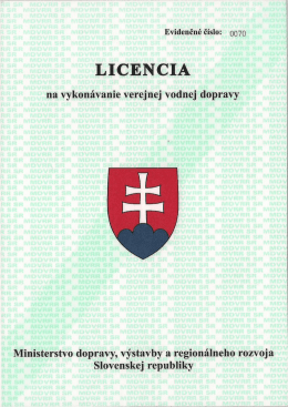 Licencia na vykon&aacute;vanie verejnej vodnej dopravy