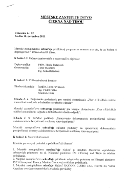 Uznesenie č. 12 - Mesto Čierna nad Tisou