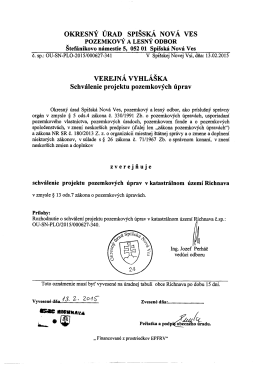 Verejna vyhlaska schvalenie projektu pozemkovych uprav