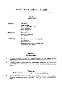 sPoNzoRsKÁ ZMLUVA č. 1/2012