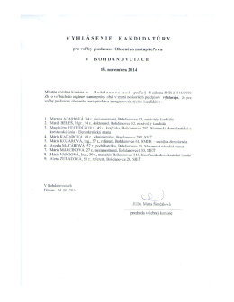 Vyhlásenie kandidatúry pre voľby poslancov