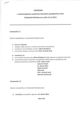 Uznesenie - Ondavsk&eacute; Matia&scaron;ovce