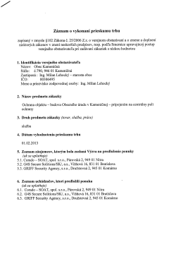 Záznam o vykonaní prieskumu trhu – Ochrana objektu