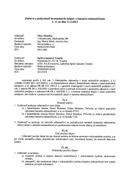 Zmluva o poskytnut&iacute; hromadn&yacute;ch &uacute;dajov z katastra