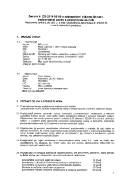 Zmluva č. 20-2014-06-09 o zabezpečení výkonu činnosti