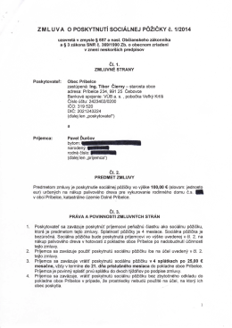Zmluva o poskytnutí sociálnej pôžičky - P. Ďurčov