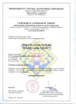 CERTIFIKÁT O POSÚDENÍ zHODY