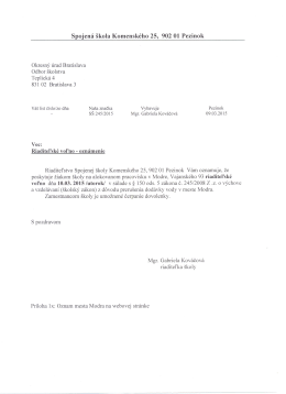 Spojen&aacute; &scaron;kola Komensk&eacute;ho 25, 902 01 Pezinok