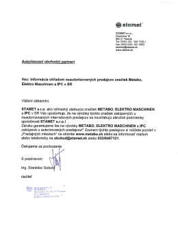 STAMET s.r.o.. Obchodn&aacute; 18