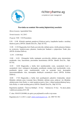 Pozvánka na seminár Slovenskej hipiatrickej asociácie