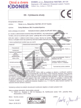 Certifik&aacute;t Vchodov&eacute; dvere IDEAL 4000