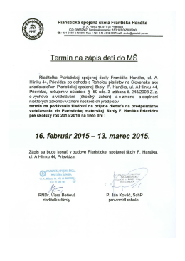 Termín na zápis detí do MŠ