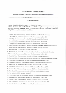 Vyhlásenie kandidátov – poslanci