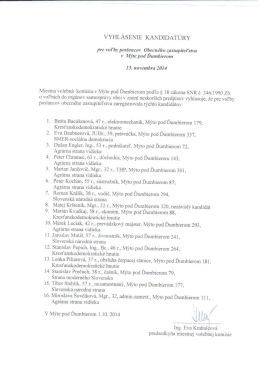 vYHLÁsENIE. KANDIDATÚRY