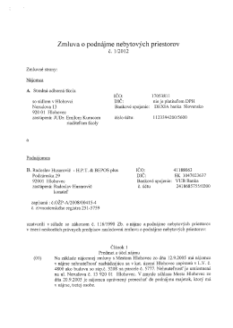 Zmluva o podnájme nebytových priestorov