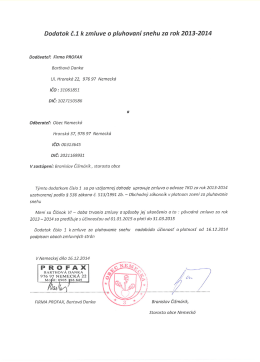 Dodatok č.1 k zmluve o pluhovan&iacute; snehu za rok