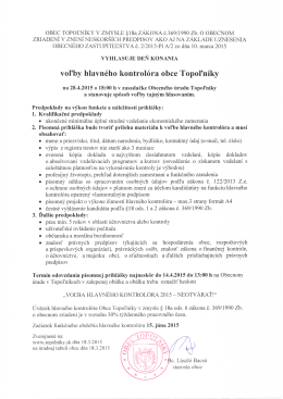 voľby hlavn&eacute;ho kontrol&oacute;ra obce Topoľn&iacute;ky
