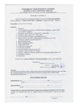 Valné zhromaždenie - Pozemkové spoločenstvo Ploštín