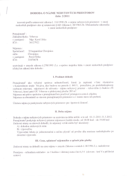 DOHODA O NÁJME NEBYTOVÝCH PRIESTOROV číslo: 2/2011