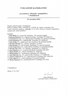 vYHL&Aacute;sENIE KANDIDAT&Uacute;RY