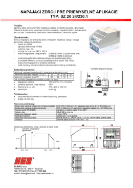 NAPÁJACÍ zDRoJ PRE PRIEMYSELNÉ APLIKÁCIE TYP: sz 20