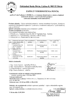 Základná škola Divín, Lúčna 8, 985 52 Divín zÁPls z