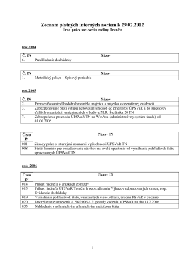 Zoznam platných interných noriem k 29.02.2012