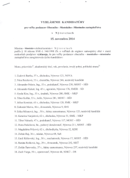 Vyhlásenie kandidatúry pre voľby poslancov Obecného